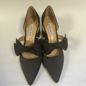 Size 9.5 Charles David Black Satin Bow D’Orsay Heels Pointed Toe Pumps Size NIB
